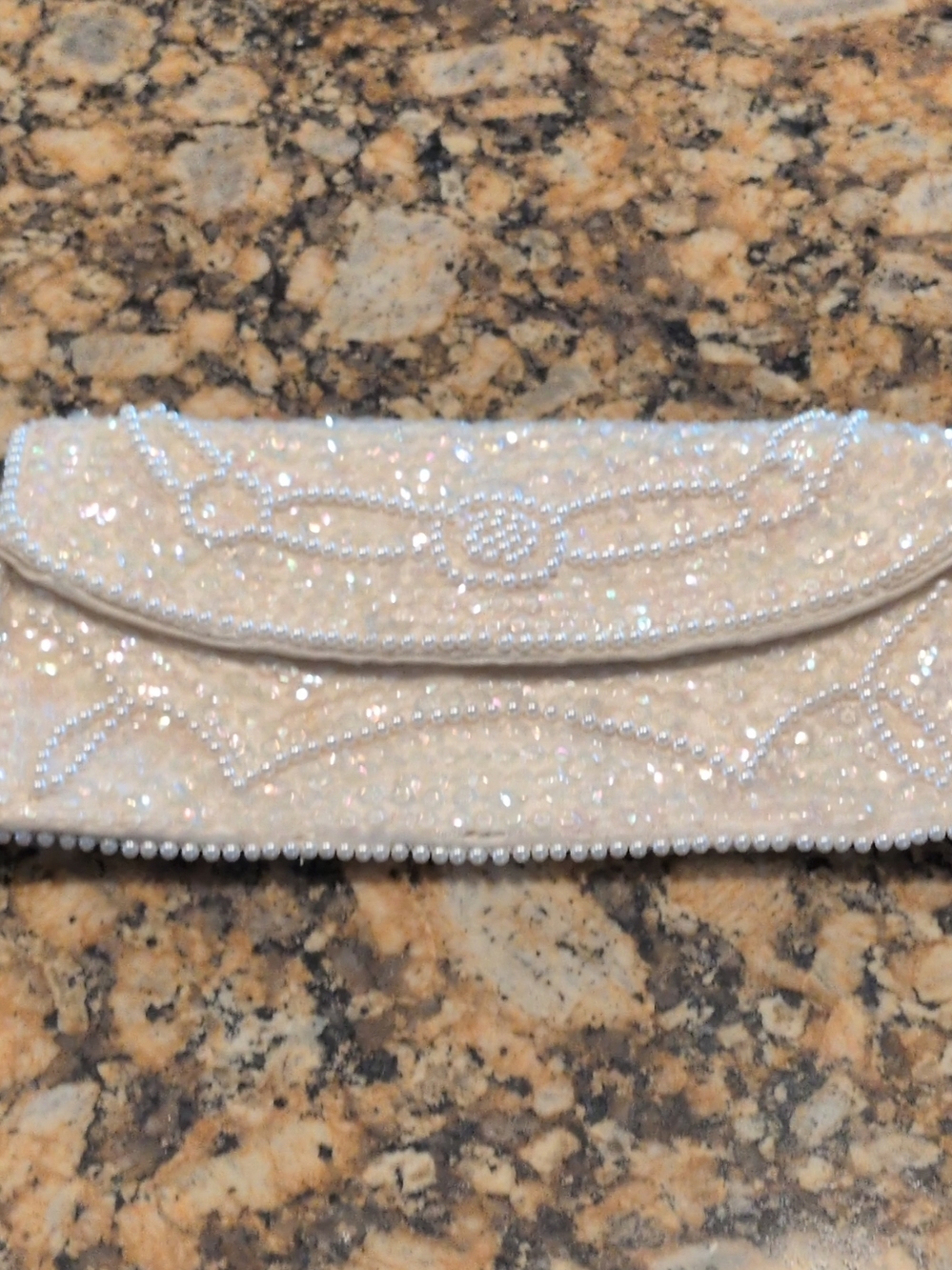 Pearl Embellished Ivory Beaded Clutch